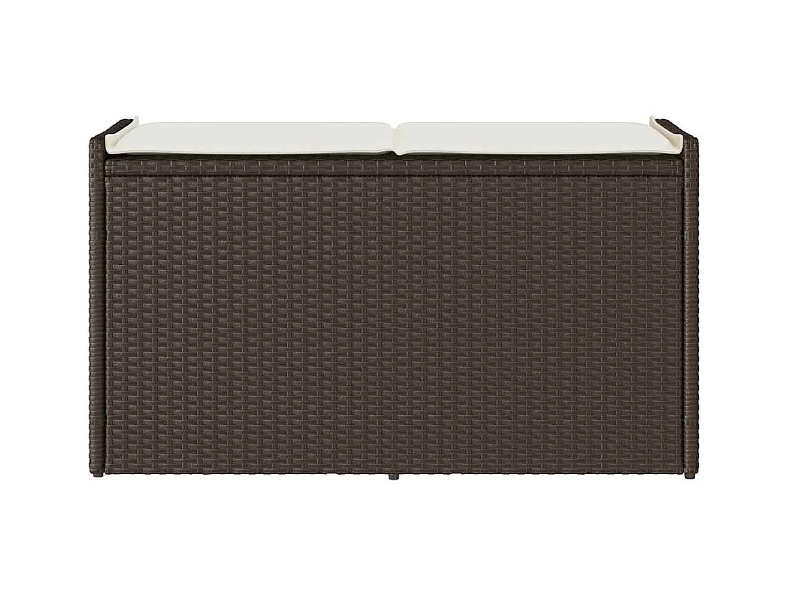 Banc de rangement extérieur coussin marron 100cm résine tressée