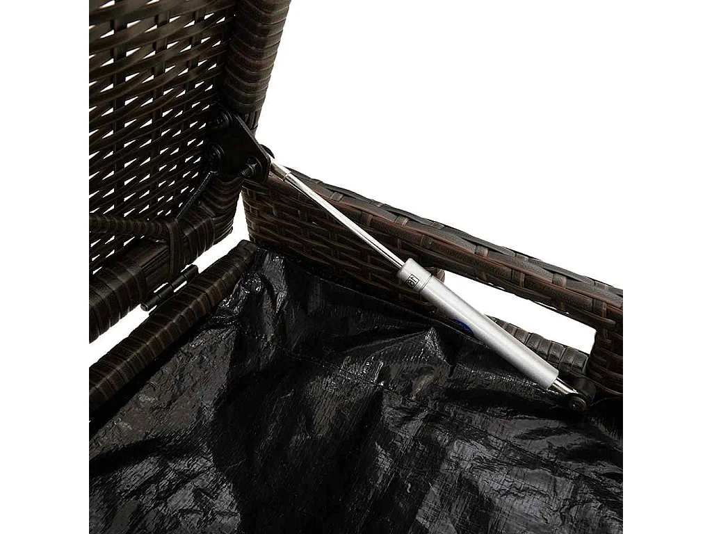 Banc de rangement extérieur coussin marron 100cm résine tressée