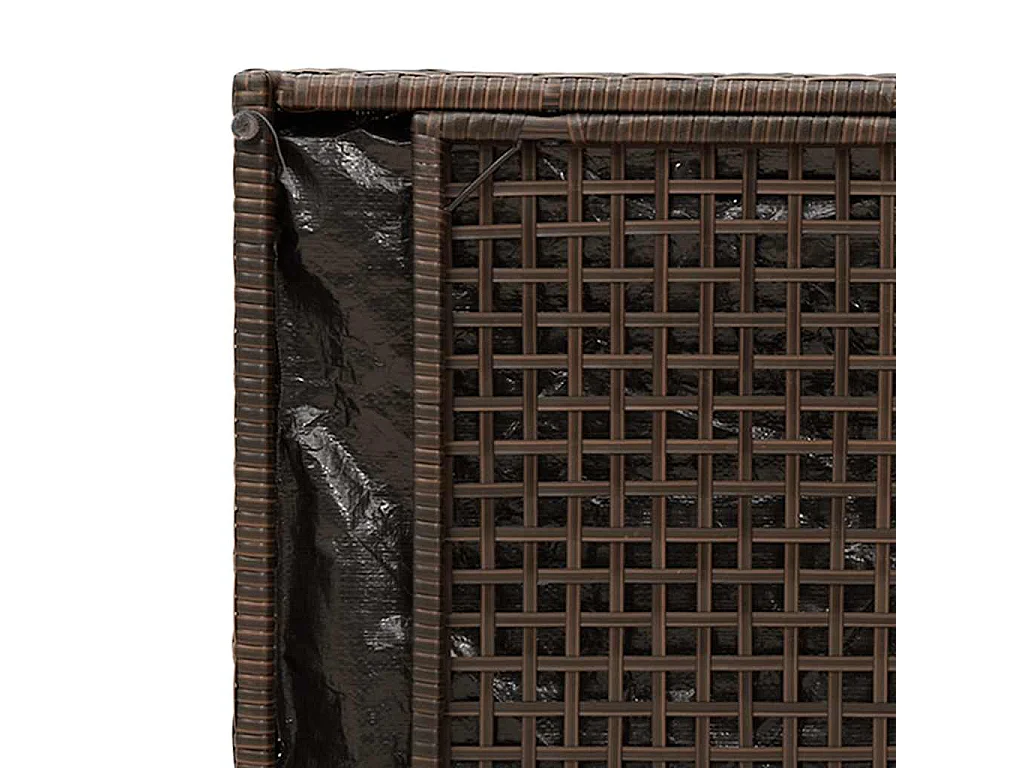 Banc de rangement extérieur coussin marron 100cm résine tressée