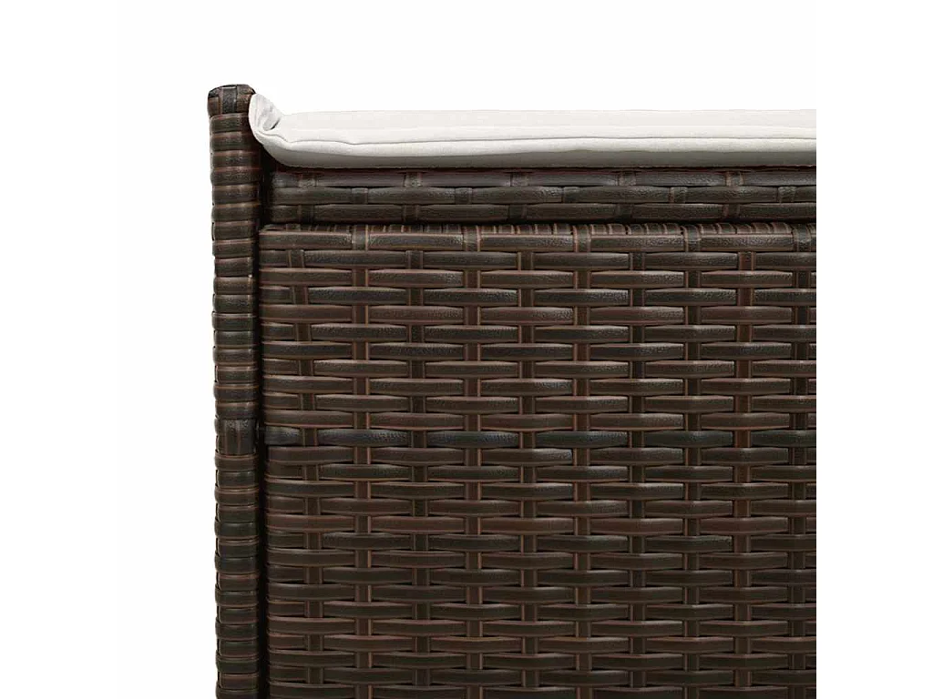 Banco de almacenaje para exterior con cojín marrón de 100 cm de resina tejida