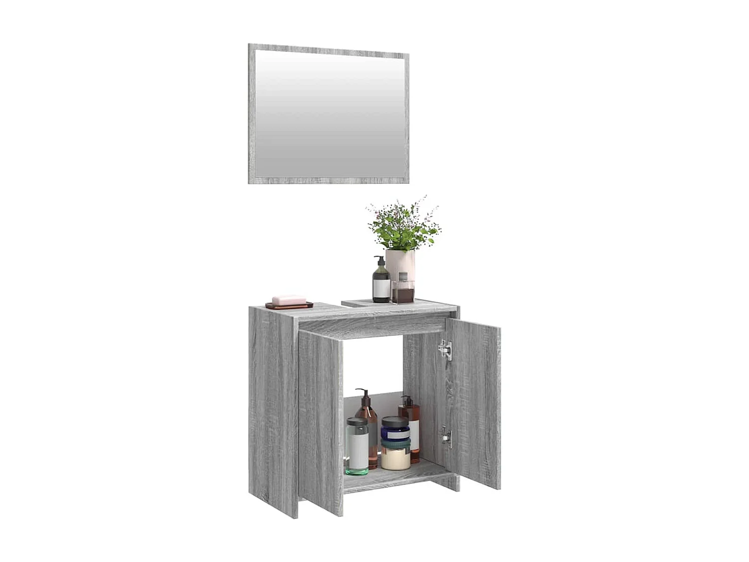 Ensemble de meubles de salle de bain 2 pcs Sonoma gris