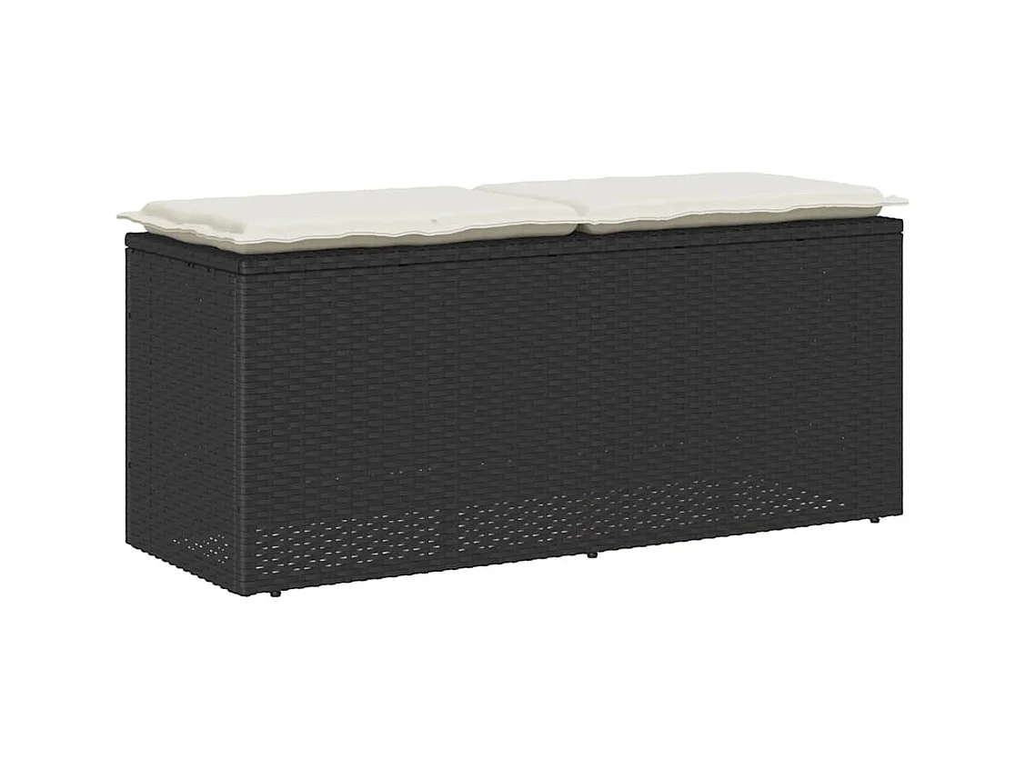 Banc de jardin avec coussin noir 110x40x44 cm résine tressée
