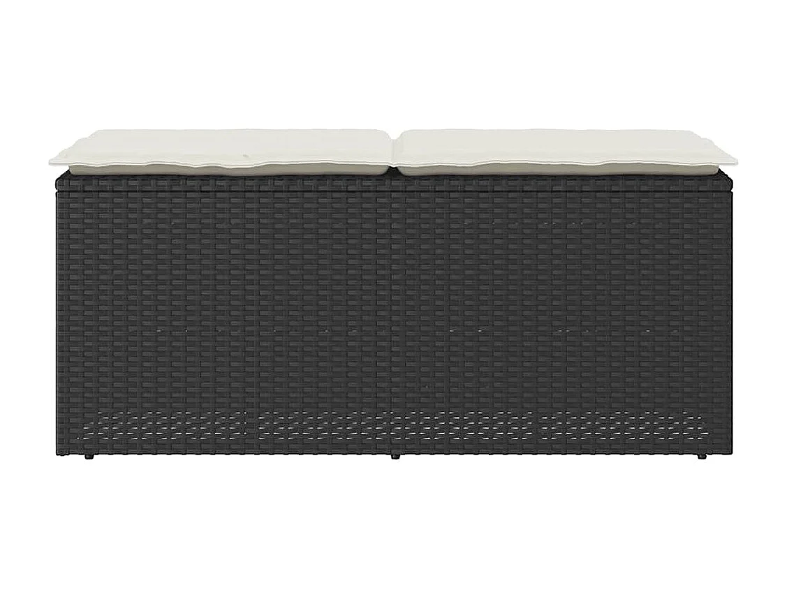 Banc de jardin avec coussin noir 110x40x44 cm résine tressée