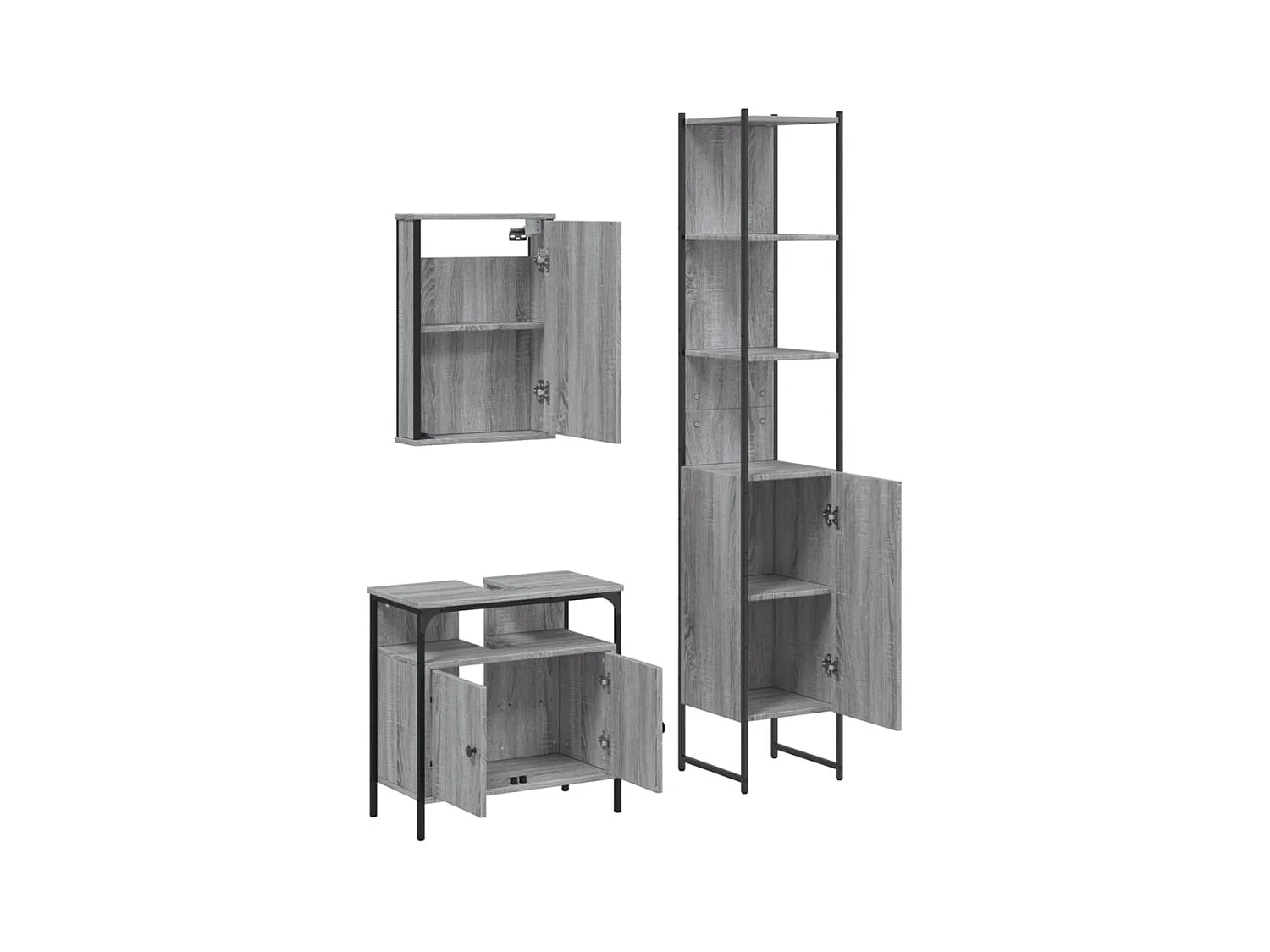 Ensemble de meubles de salle de bain 3 pcs Sonoma gris