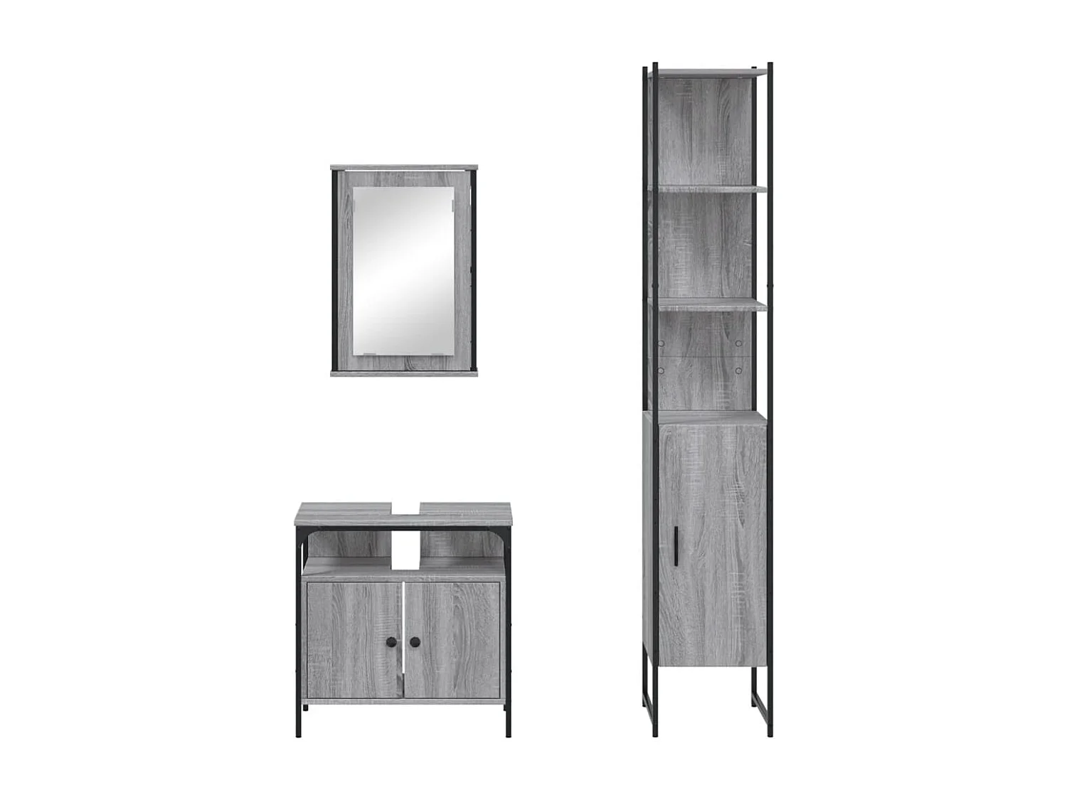 Ensemble de meubles de salle de bain 3 pcs Sonoma gris