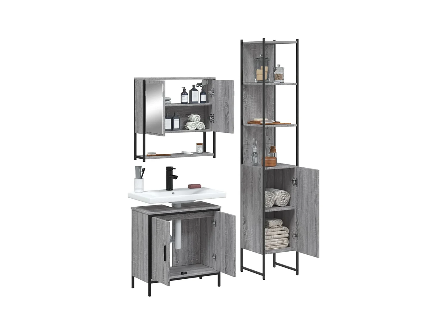 Juego de muebles de baño de 3 piezas Sonoma Grey