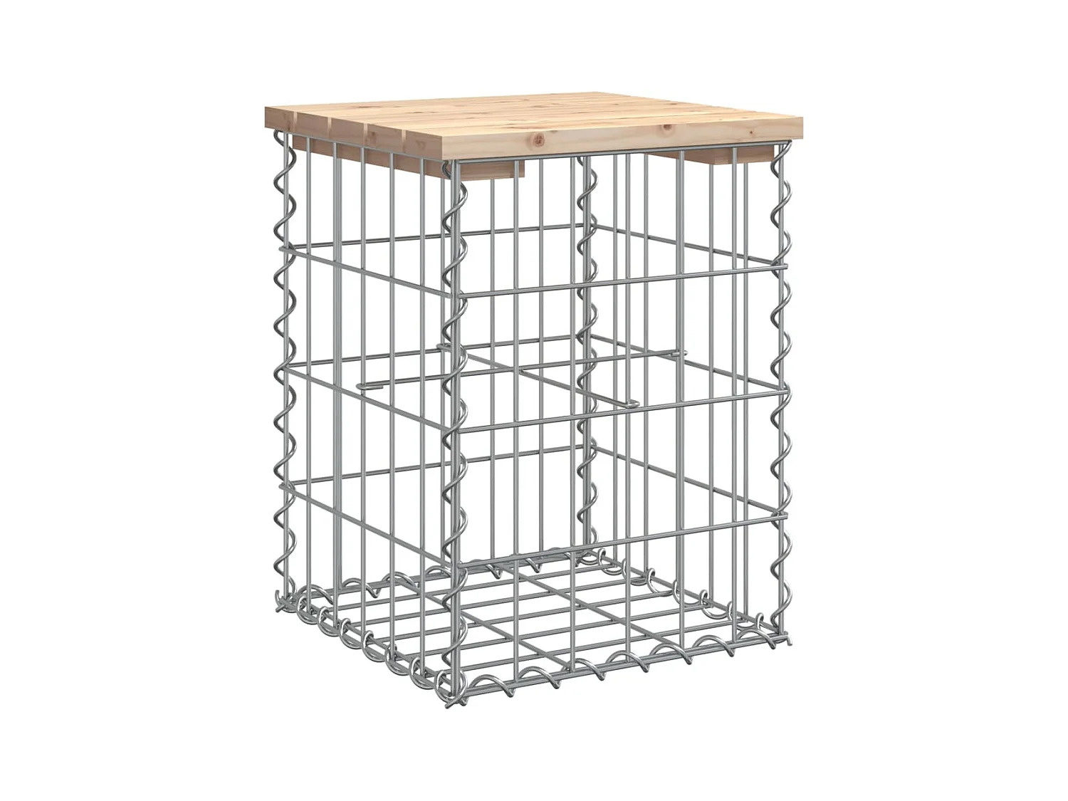 Banco de jardín de diseño gavión 33x31x42 cm madera maciza de pino