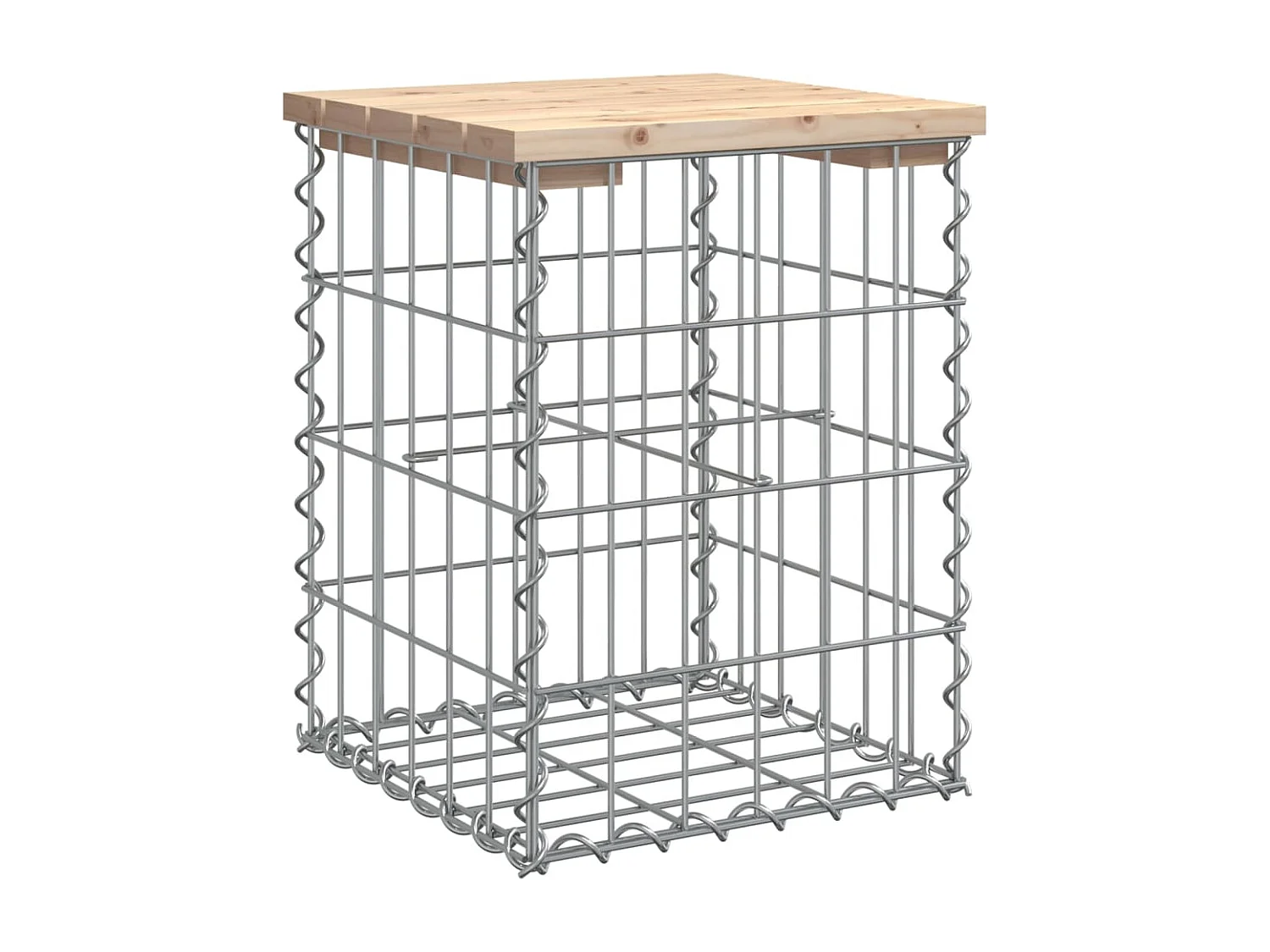 Banco de jardín de diseño gavión 33x31x42 cm madera maciza de pino