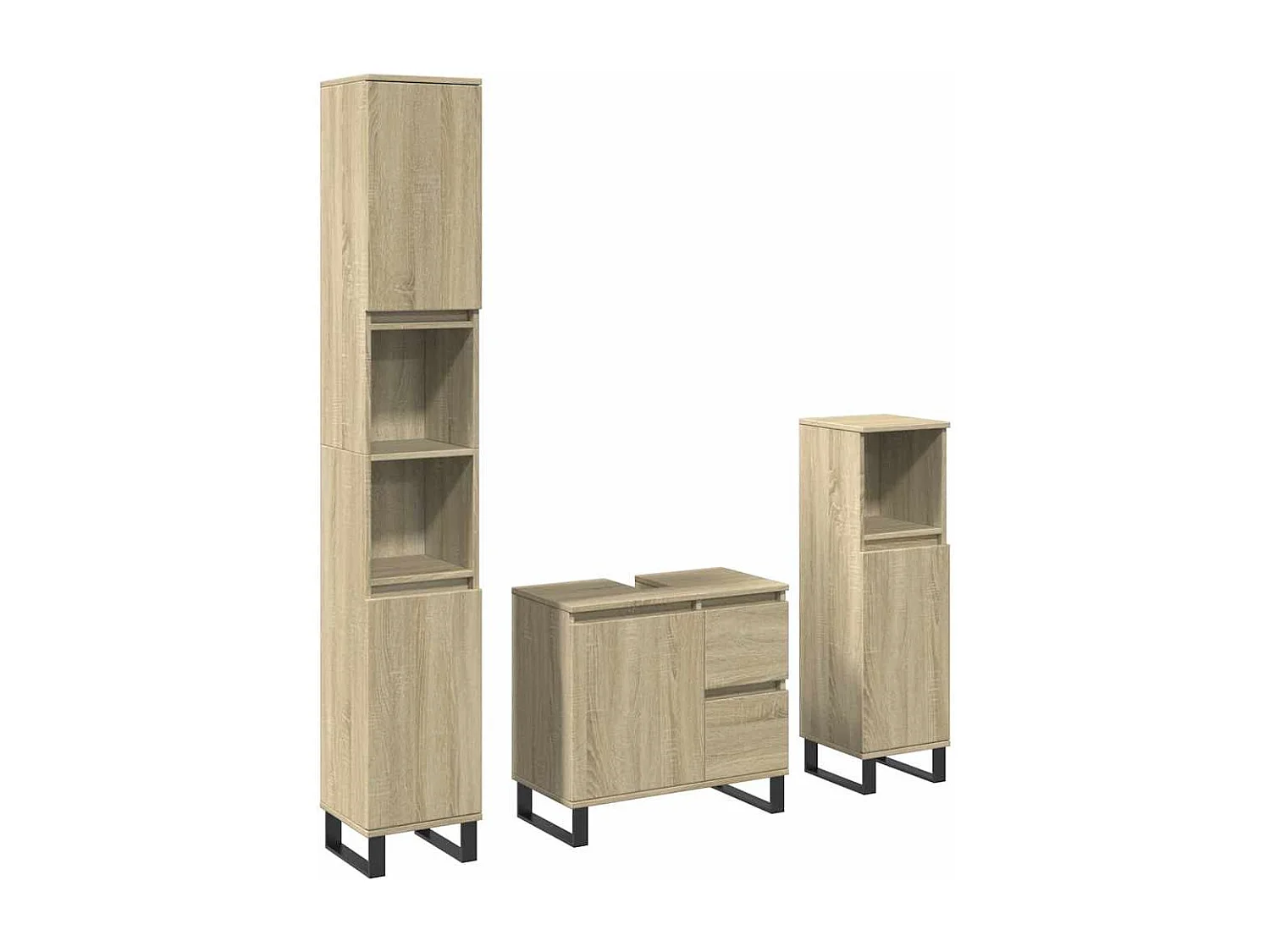 Set di mobili da bagno 3 pezzi in rovere Sonoma