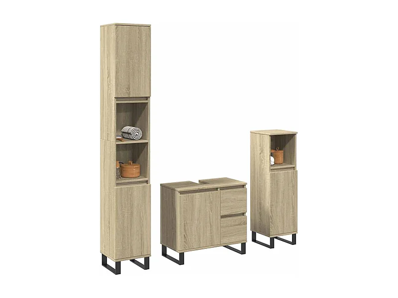 Set di mobili da bagno 3 pezzi in rovere Sonoma