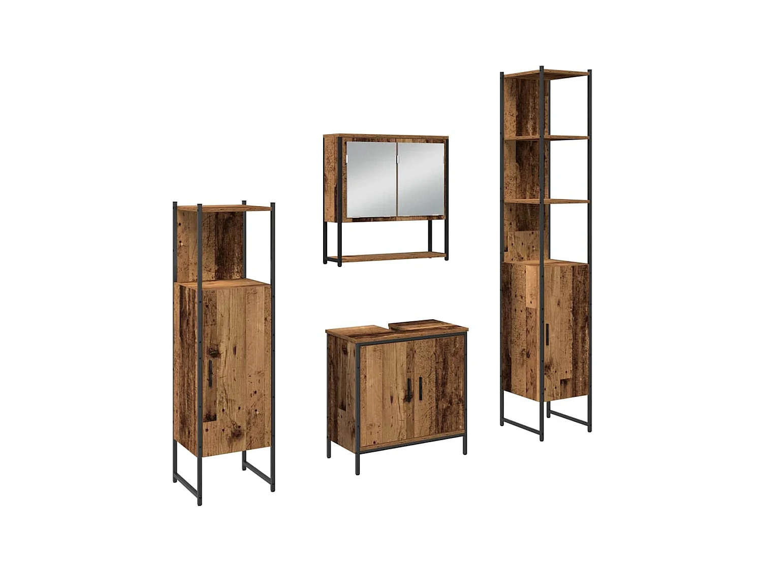 Ensemble de mobilier de salle de bain avec porte 4 pcs Marron