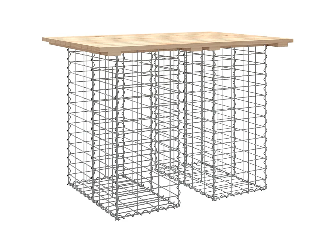 Banco de jardín de diseño gavión 100x70x72 cm madera maciza de pino