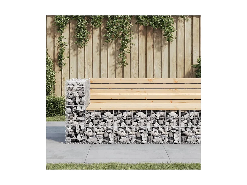 Banco de jardín de diseño de gaviones 122x71x65,5 cm madera maciza de pino