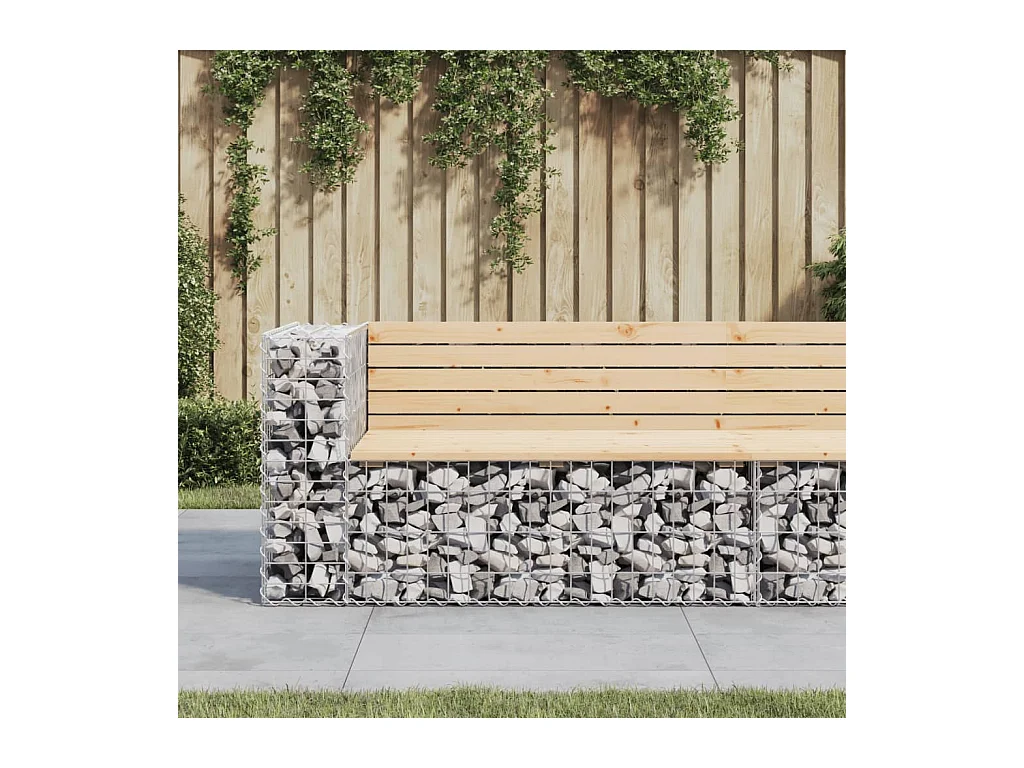 Banco de jardín de diseño de gaviones 122x71x65,5 cm madera maciza de pino