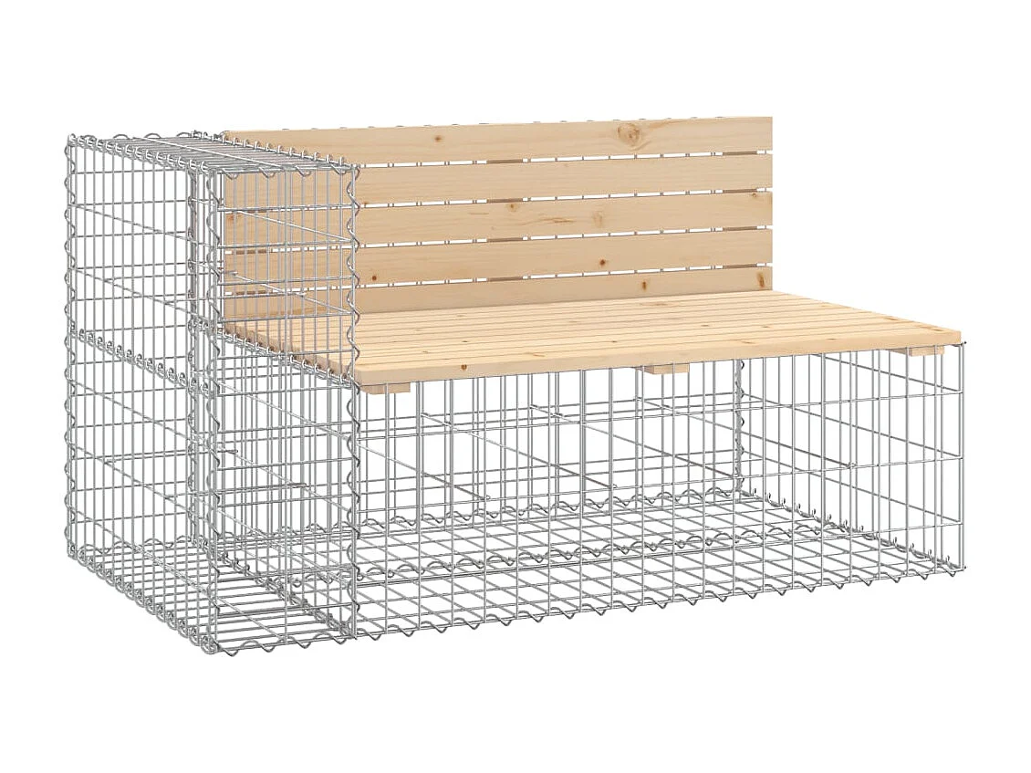 Banco de jardín de diseño de gaviones 122x71x65,5 cm madera maciza de pino