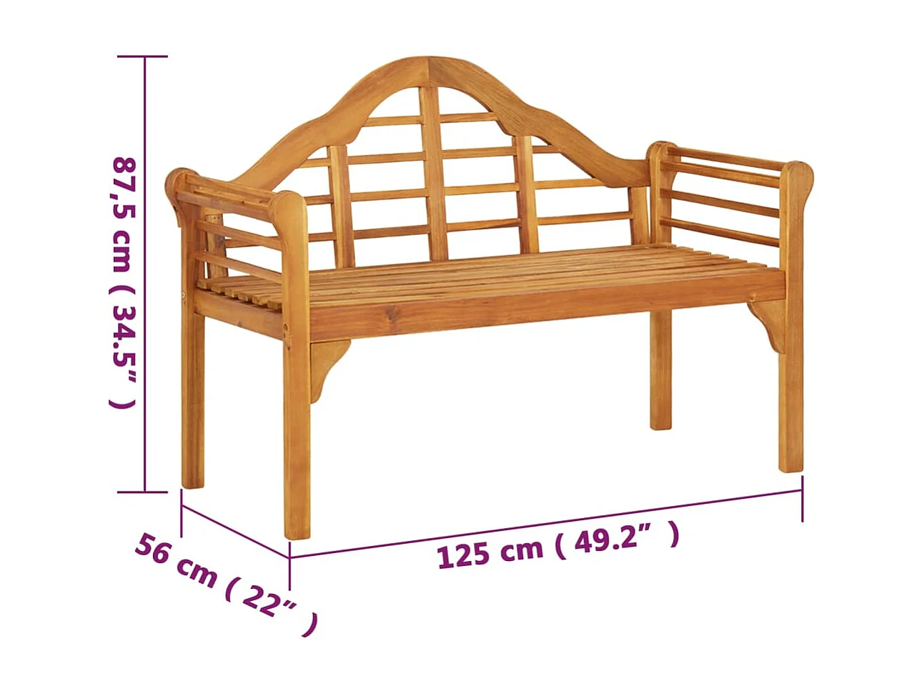 Panca da giardino 125 cm Legno massello di acacia