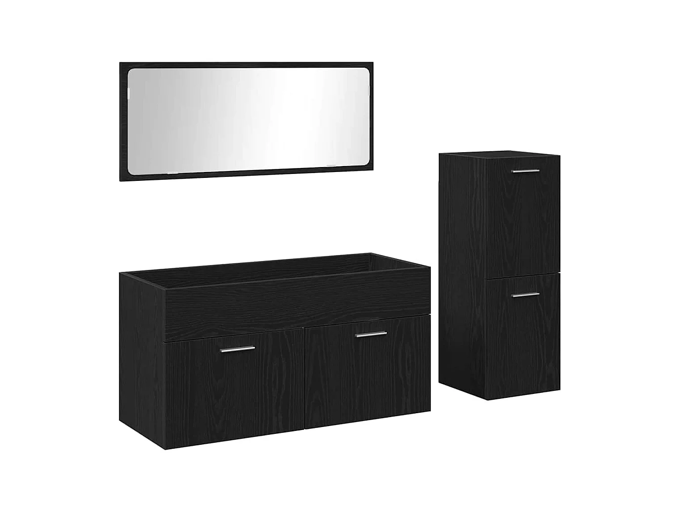 Badkamermeubelset met deur 3-delig zwart eiken