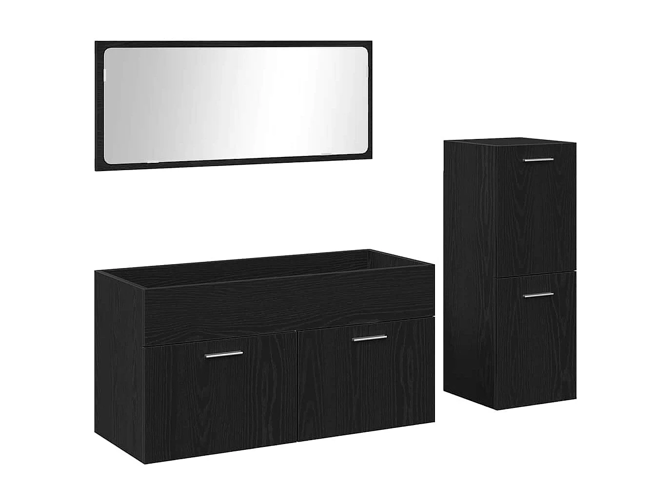 Set de Meubles pour Salle de Bain avec porte 3 pcs Chêne noir