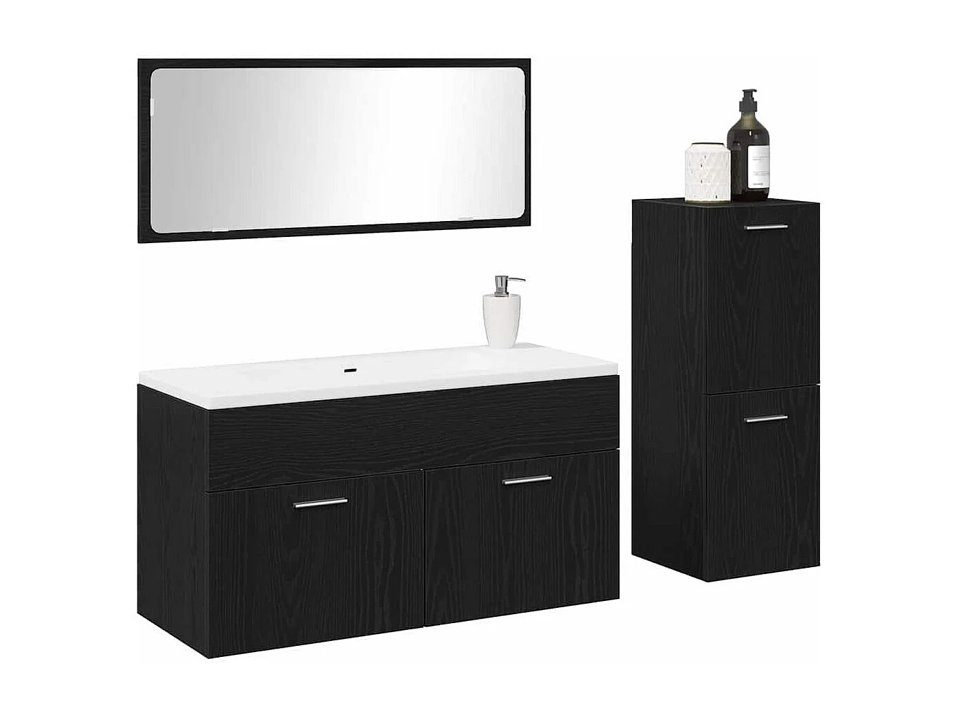 Set de Meubles pour Salle de Bain avec porte 3 pcs Chêne noir