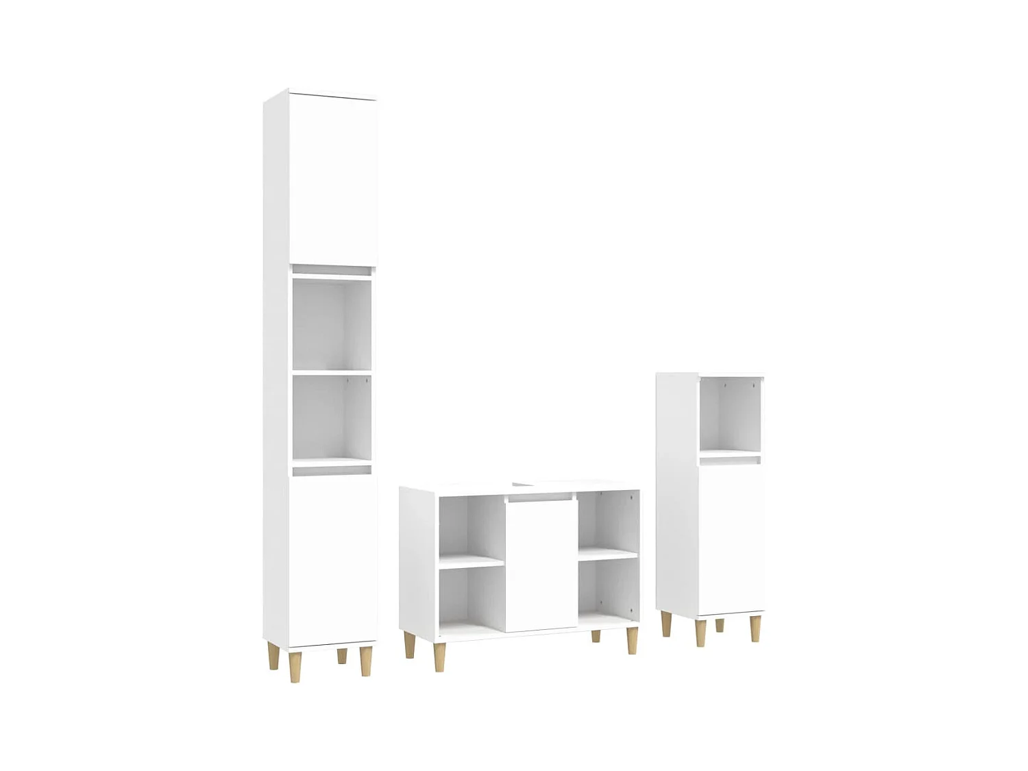 Ensemble de meubles salle de bain 3 pcs blanc bois d'ingénierie