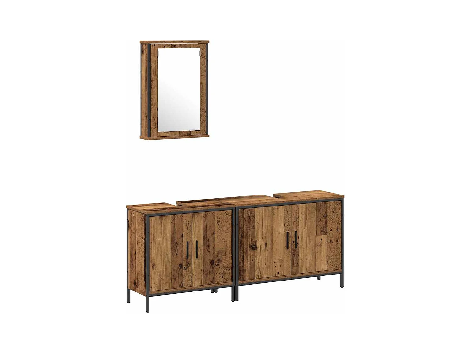 Set di mobili da bagno con anta 3 pezzi Marrone