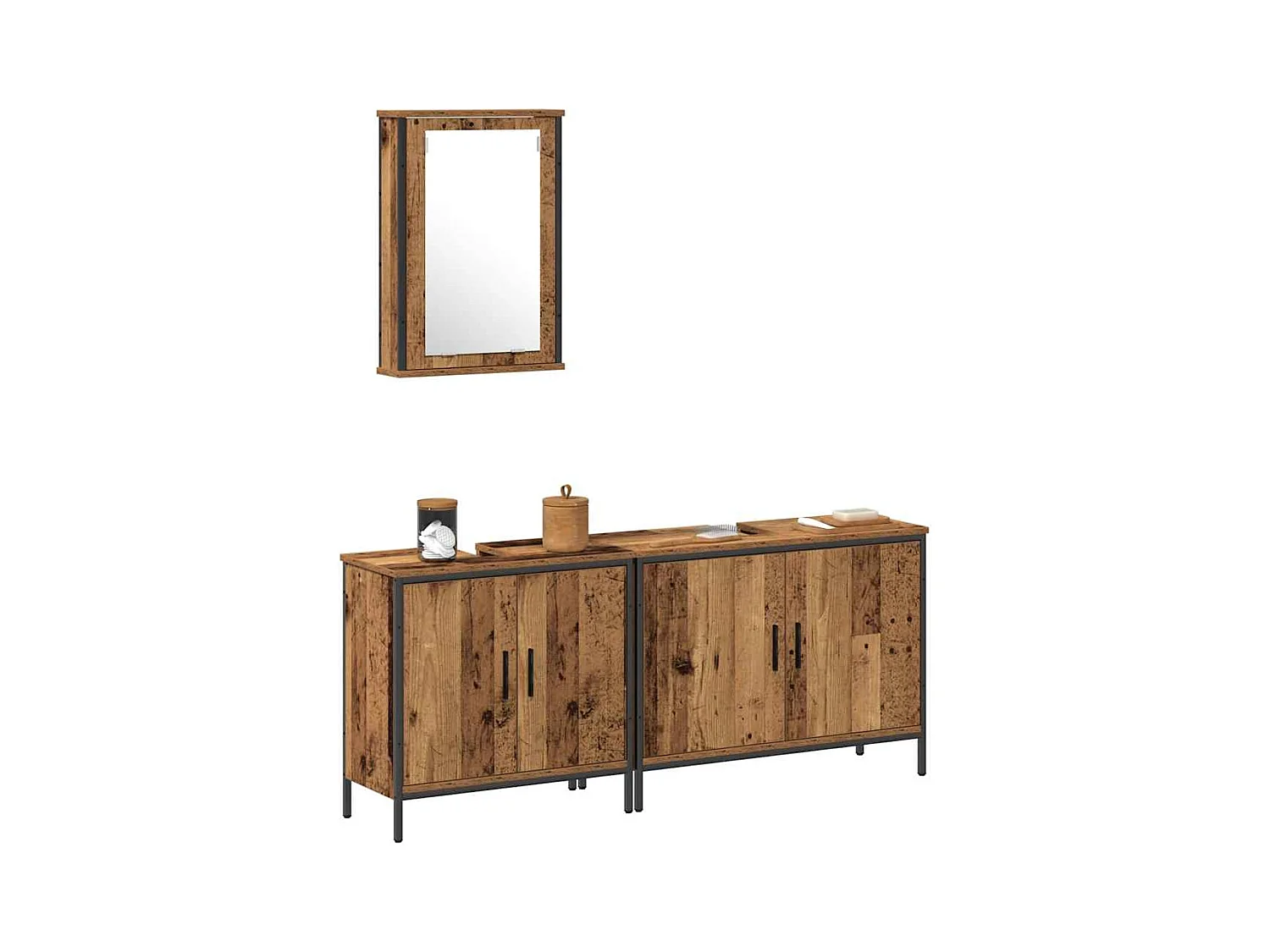 Set di mobili da bagno con anta 3 pezzi Marrone