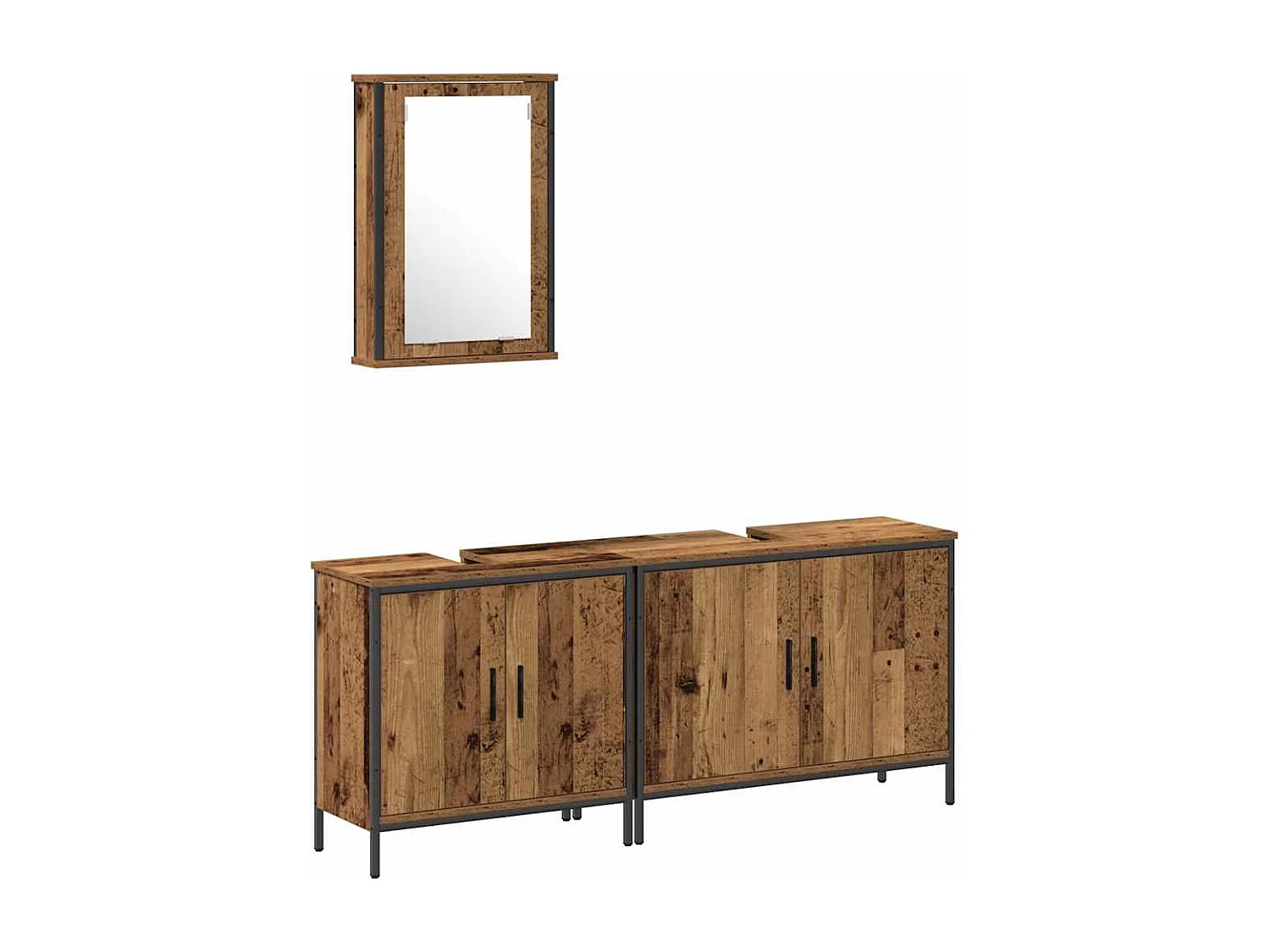 Set di mobili da bagno con anta 3 pezzi Marrone