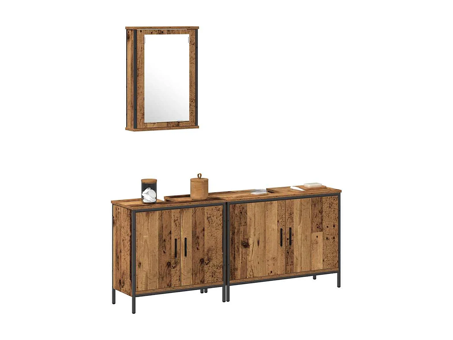 Set di mobili da bagno con anta 3 pezzi Marrone