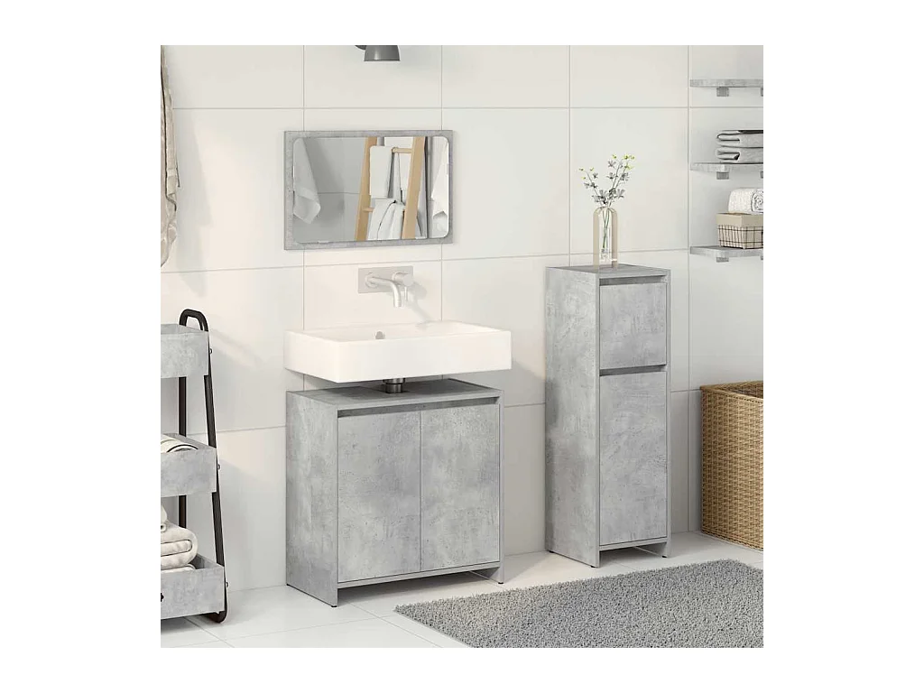 3-delige badkamermeubelset betongrijs