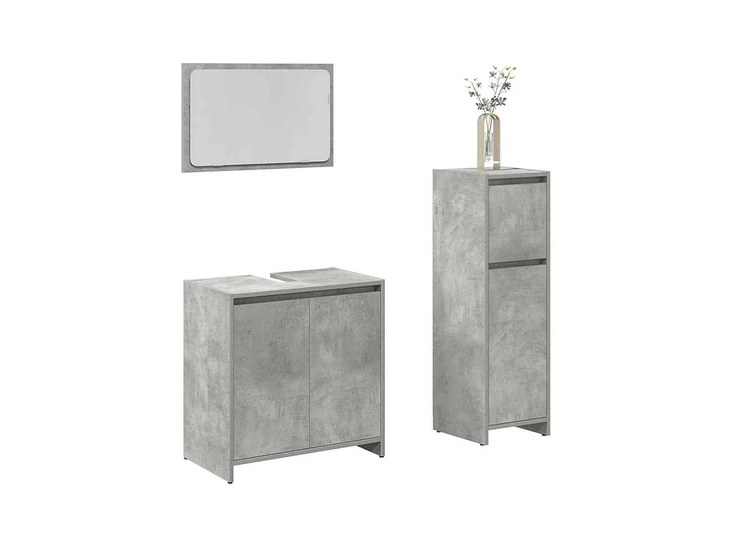 Ensemble de meubles de salle de bain 3 pcs gris béton