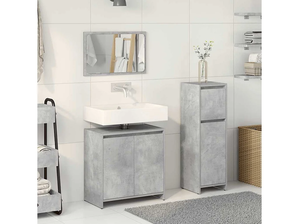 Conjunto de muebles de baño de 3 piezas gris hormigón