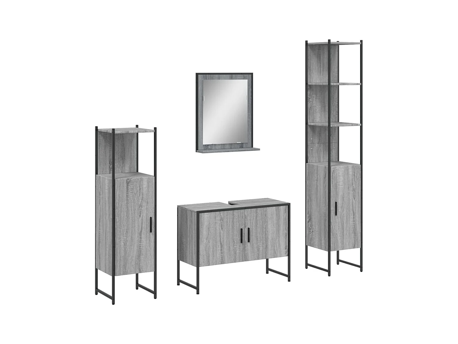 Ensemble d'armoires de salle de bain 4 pcs sonoma gris