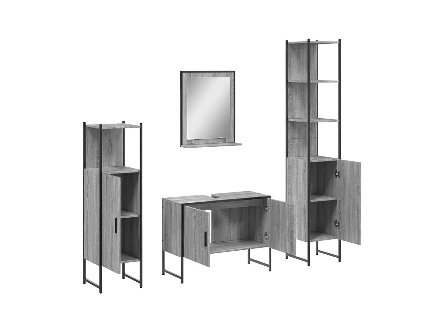 Ensemble d'armoires de salle de bain 4 pcs sonoma gris