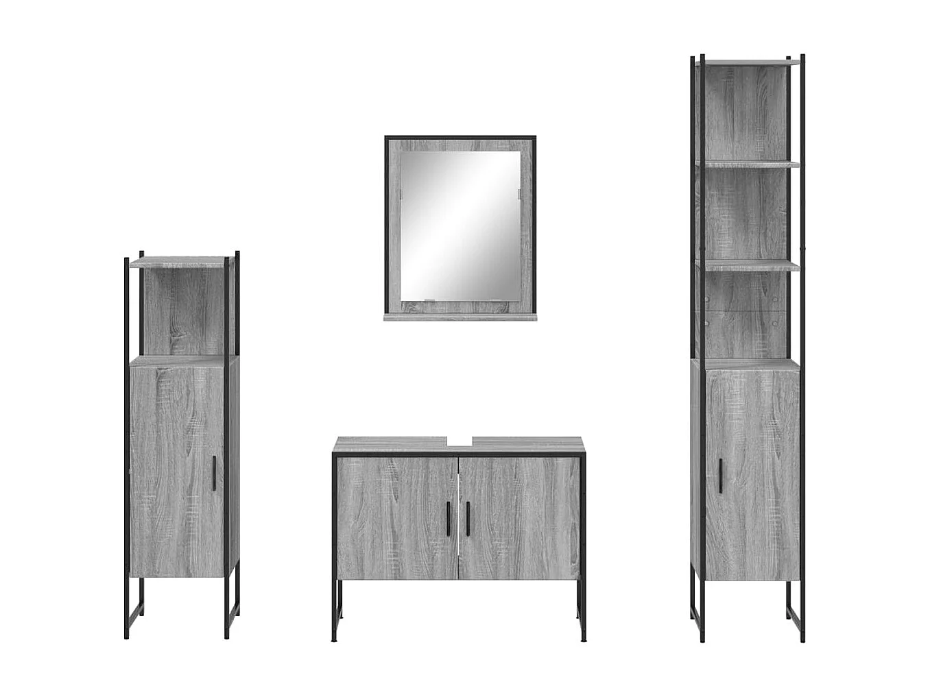 Ensemble d'armoires de salle de bain 4 pcs sonoma gris
