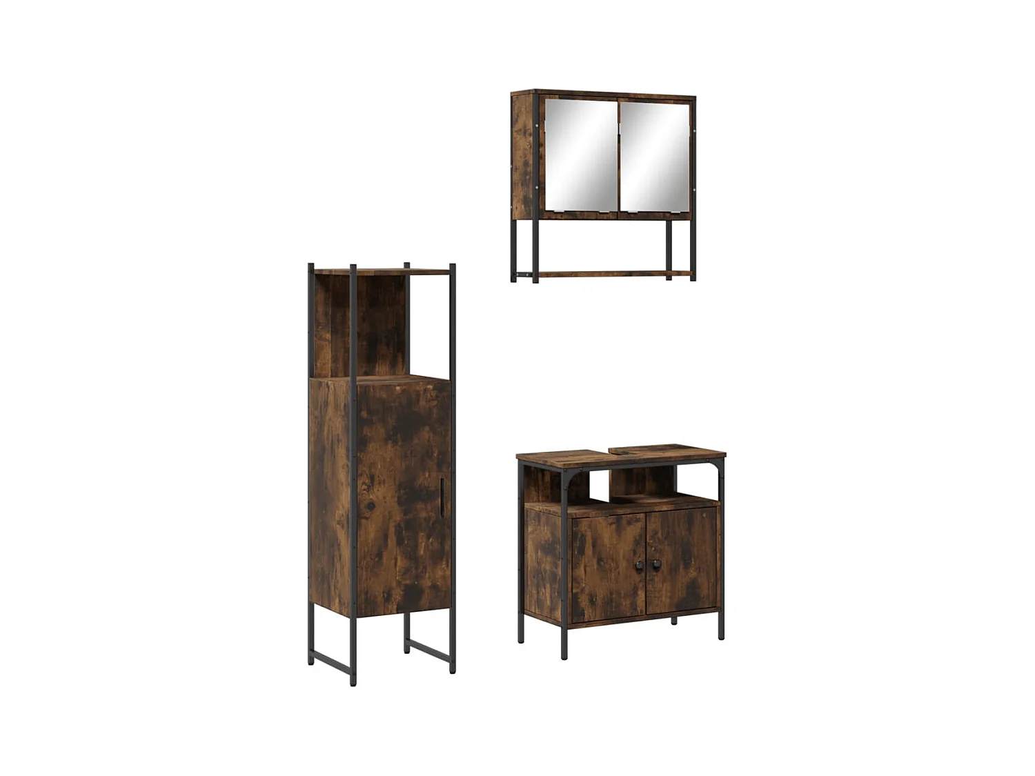 Ensemble de meubles de salle de bain 3 pcs Chêne fumé