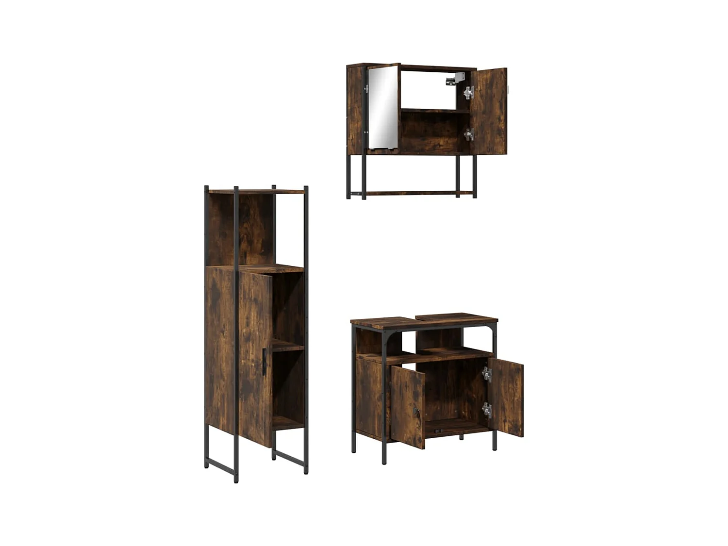 Ensemble de meubles de salle de bain 3 pcs Chêne fumé