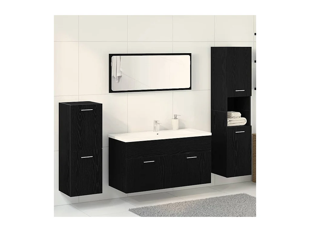 Ensemble de meubles de salle de bain 4 pcs Chêne noir