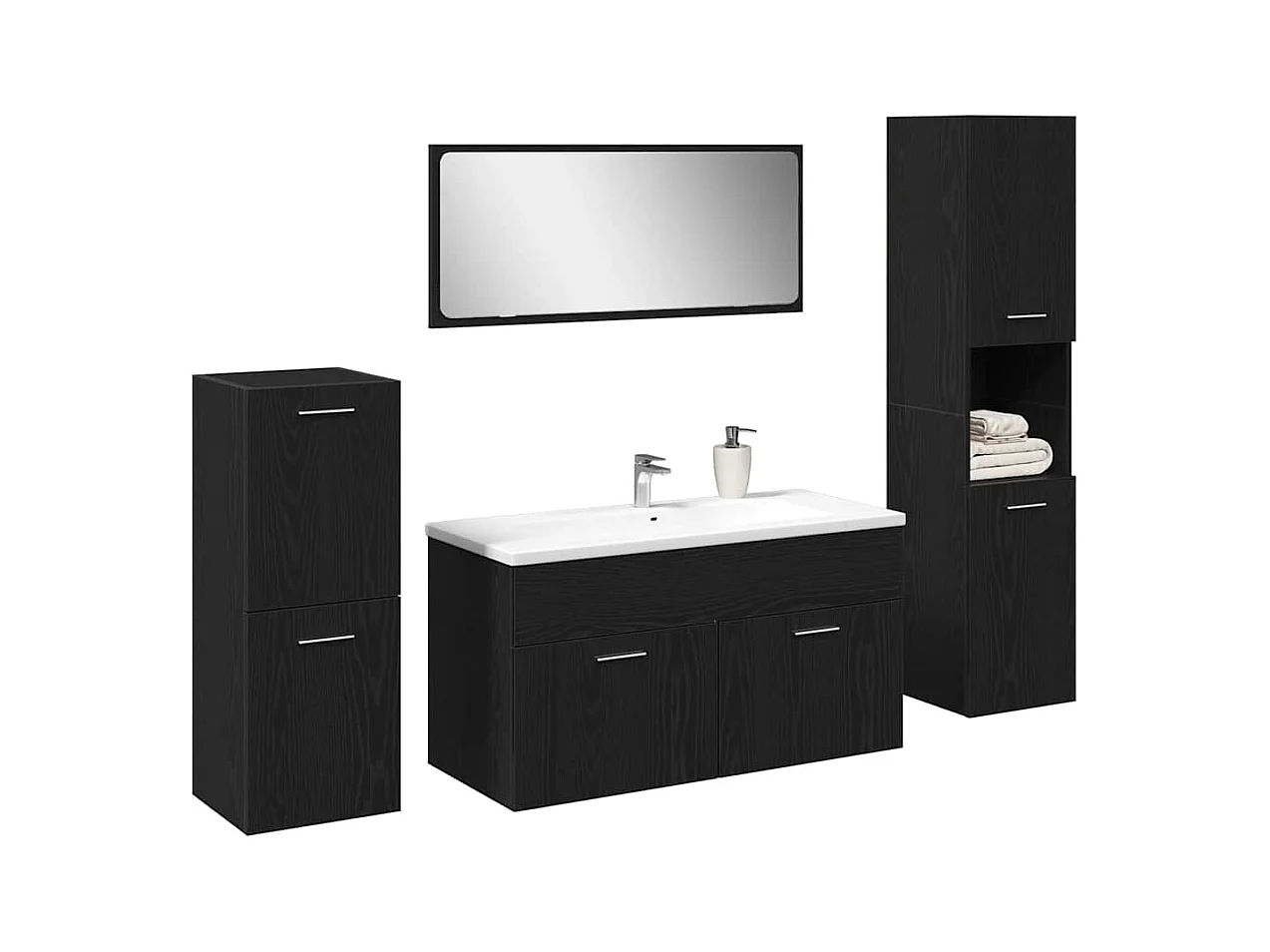 Ensemble de meubles de salle de bain 4 pcs Chêne noir