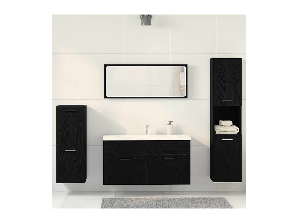 Ensemble de meubles de salle de bain 4 pcs Chêne noir
