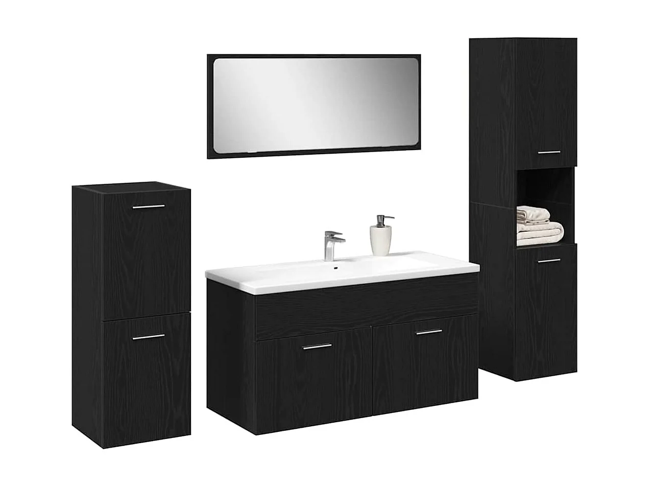 Ensemble de meubles de salle de bain 4 pcs Chêne noir