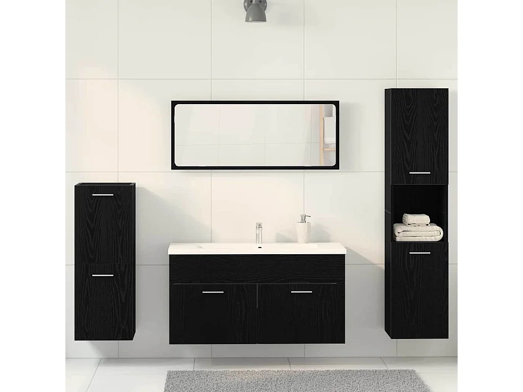 Ensemble de meubles de salle de bain 4 pcs Chêne noir