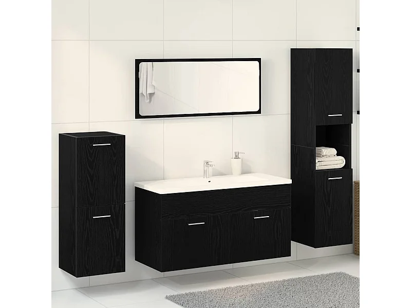 Ensemble de meubles de salle de bain 4 pcs Chêne noir