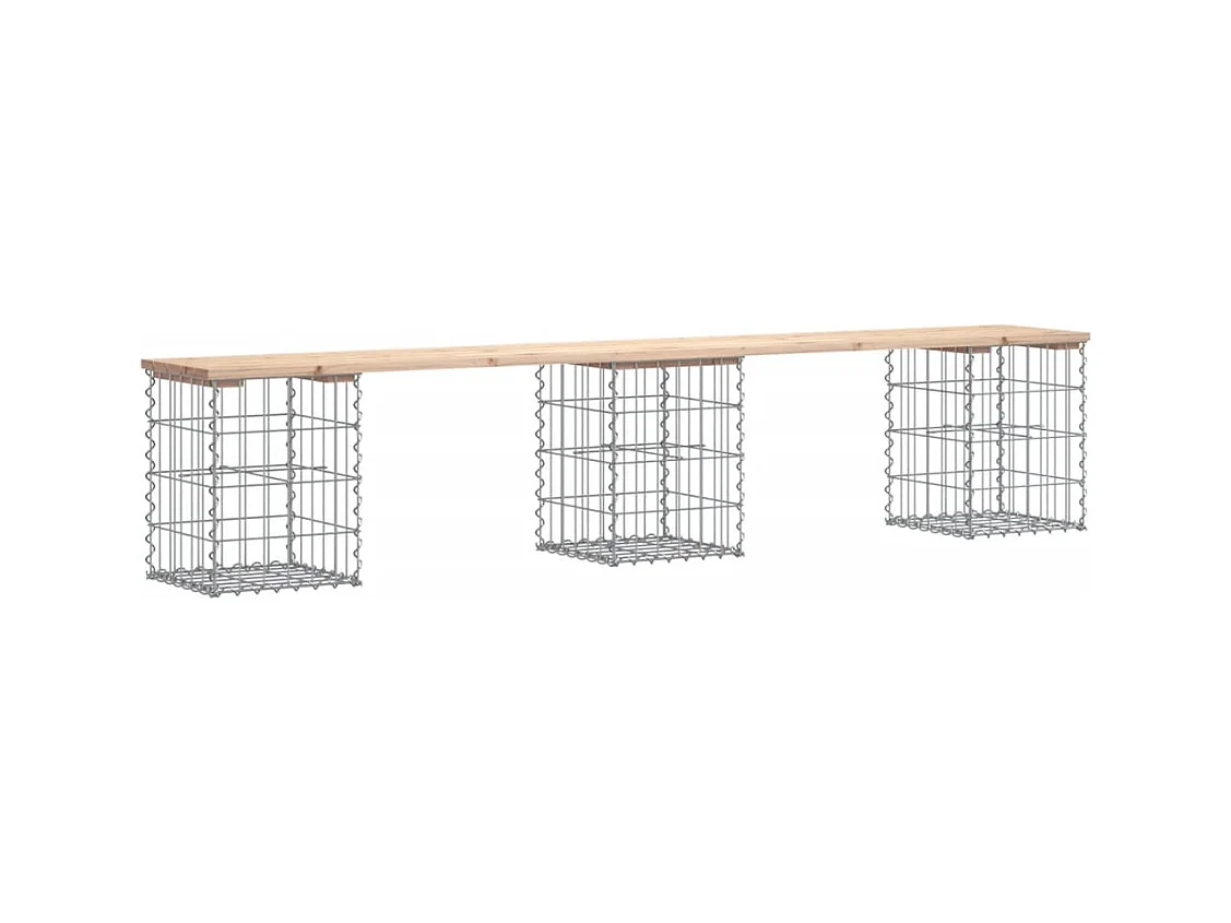 Gabion design tuinbank 203x31x42 cm massief grenenhout