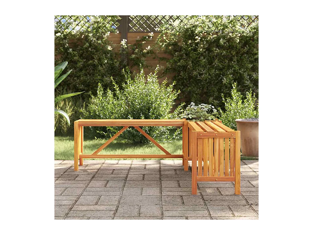 Banco de jardín y jardinera 117x117x40 cm Madera maciza de acacia