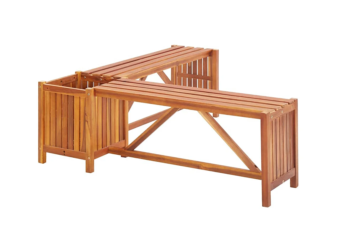 Banco de jardín y jardinera 117x117x40 cm Madera maciza de acacia