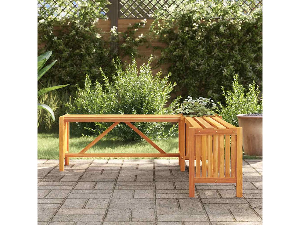 Panca da giardino e fioriera 117x117x40 cm Legno massello di acacia