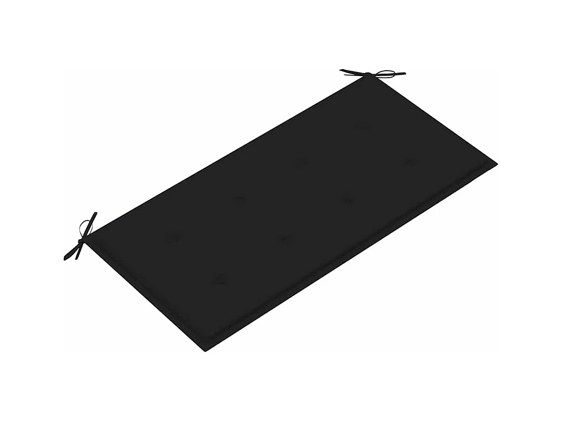 Banco de jardín con cojín negro 112 cm Madera maciza de teca
