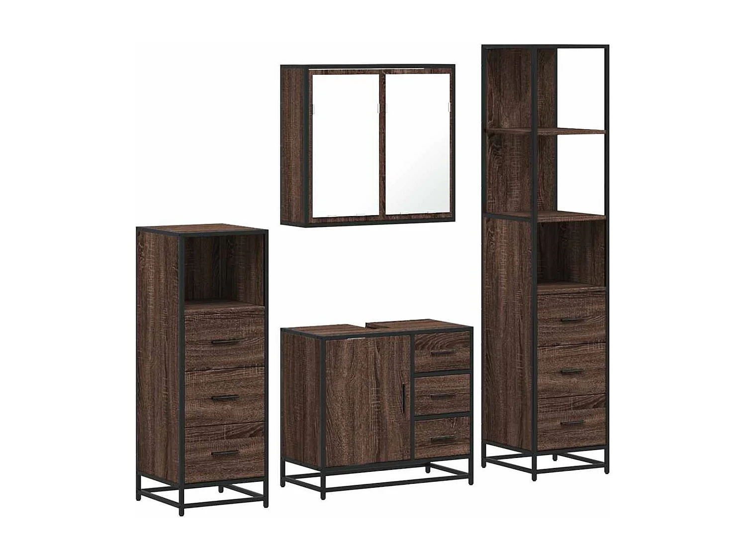 Ensemble de meubles de salle de bain 4 pcs chêne marron