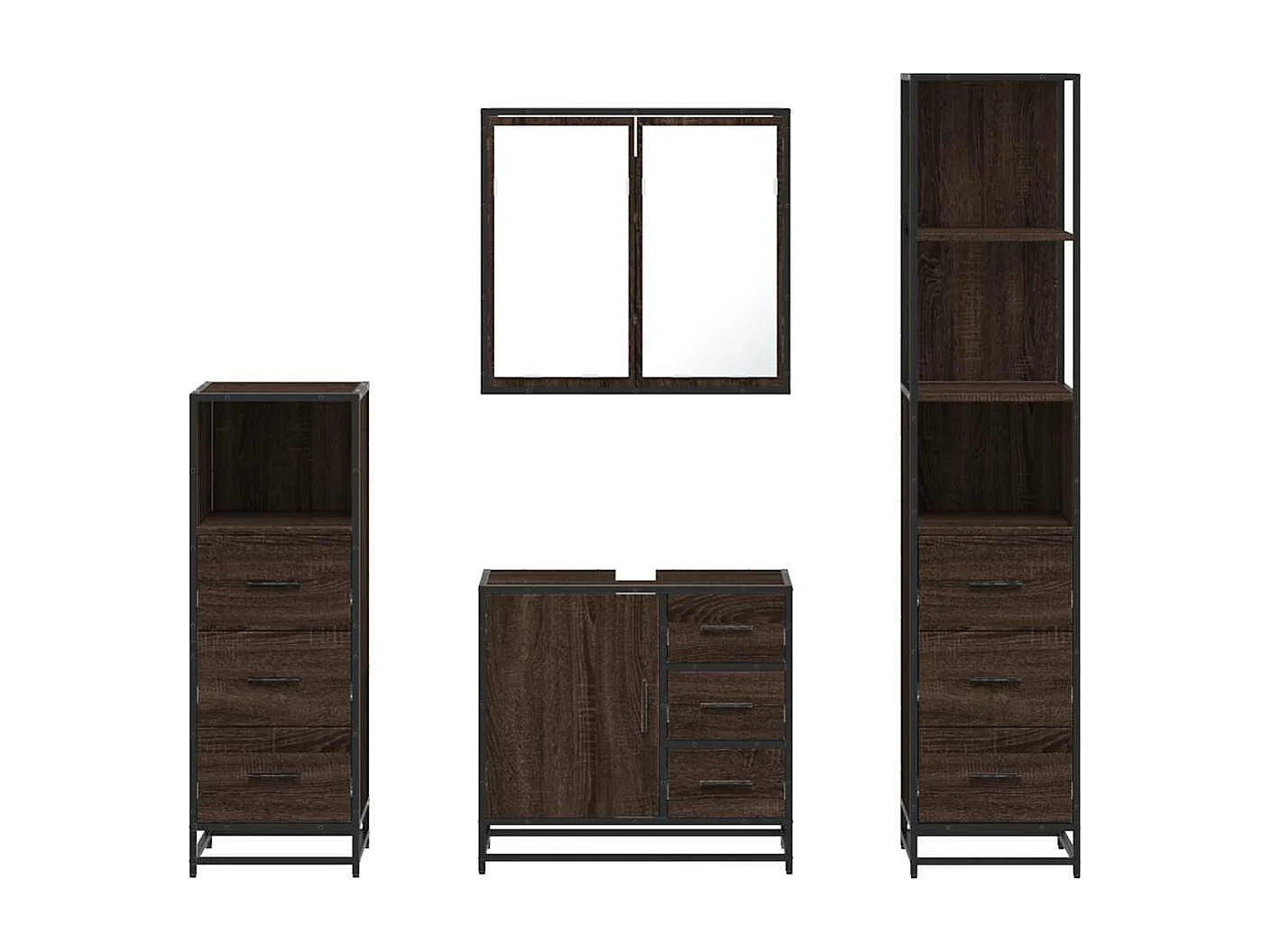 Ensemble de meubles de salle de bain 4 pcs chêne marron