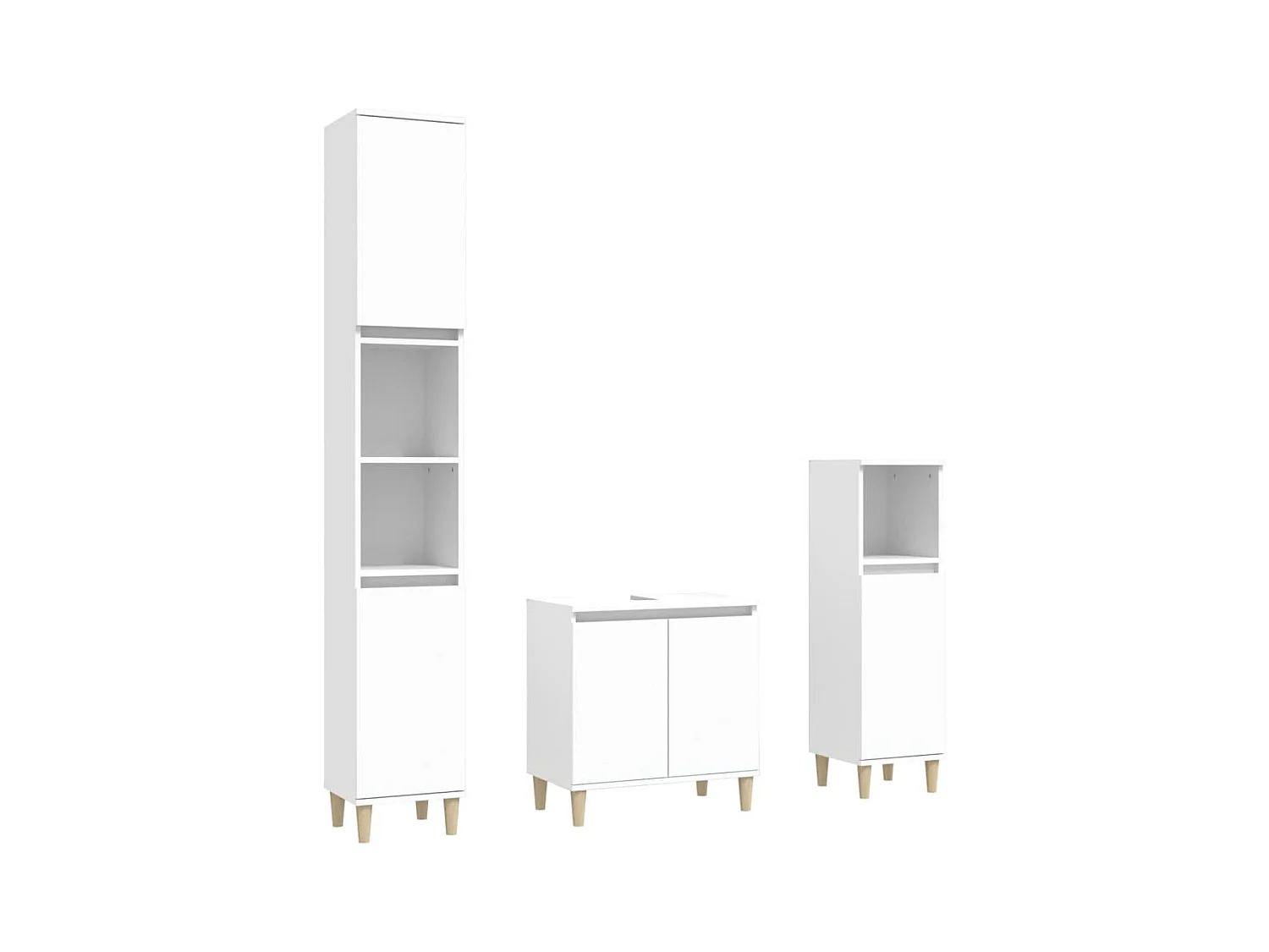 Ensemble de meubles salle de bain 3 pcs blanc bois d'ingénierie